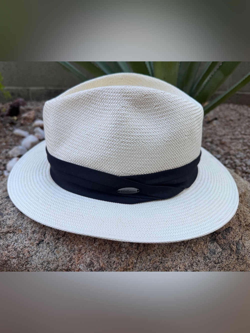 Wallaroo Hat Company Monterey Fedora Straw Sun Hat Cream White UPF 50+